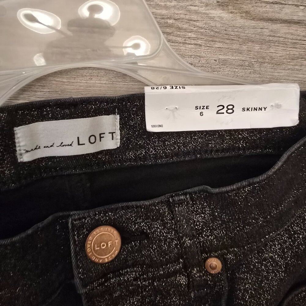 LOFT Shimmer Slim Pocket Skinny Jeans | Black Shimmer | NWT | Size 6/28 - Picture 6 of 11